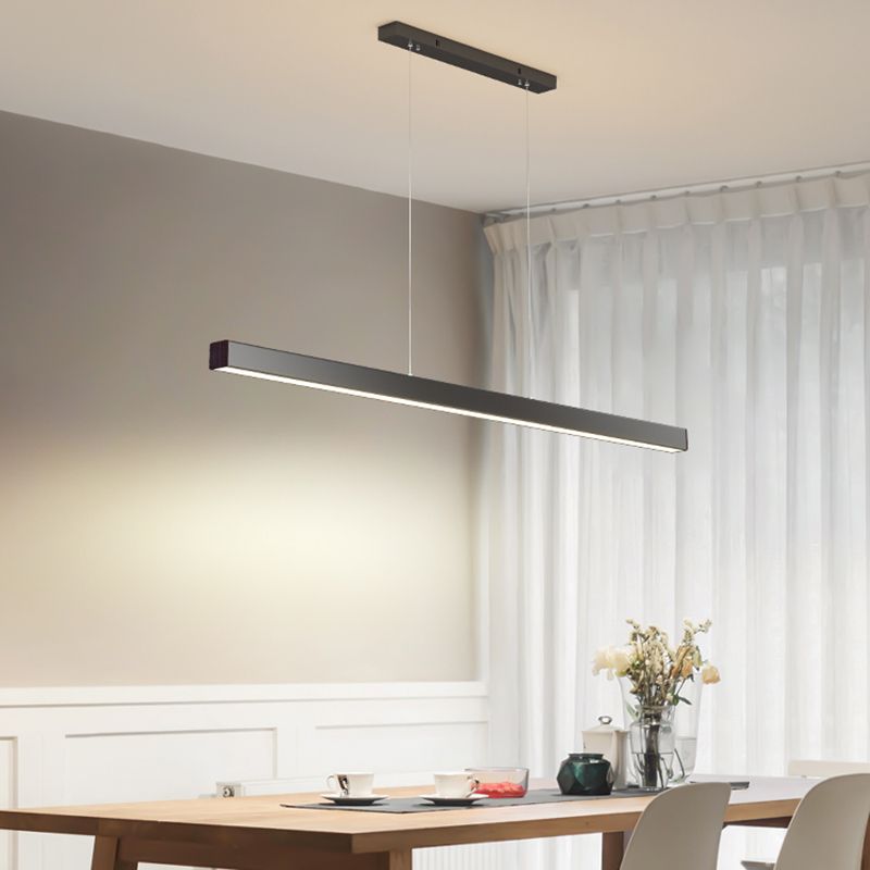 Modern Simple Style Island Lamp Long Strip LED Hanging Light for Dining Room