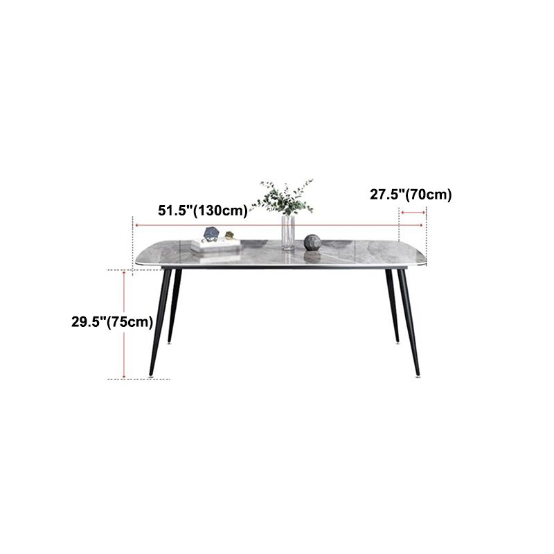 Rectangle Industrial Dining Table Grey Fixed Table with Sintered Stone