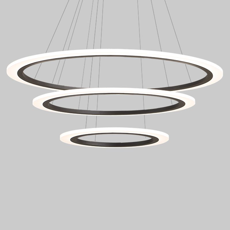 Large Modern Chandelier Multiple Rings Hanging Light Fixtures Metal Chandelier