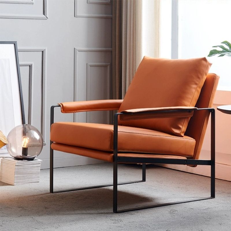 Contemporary Faux Leather Sled Pillow Back with Black Legs Accent Armchair