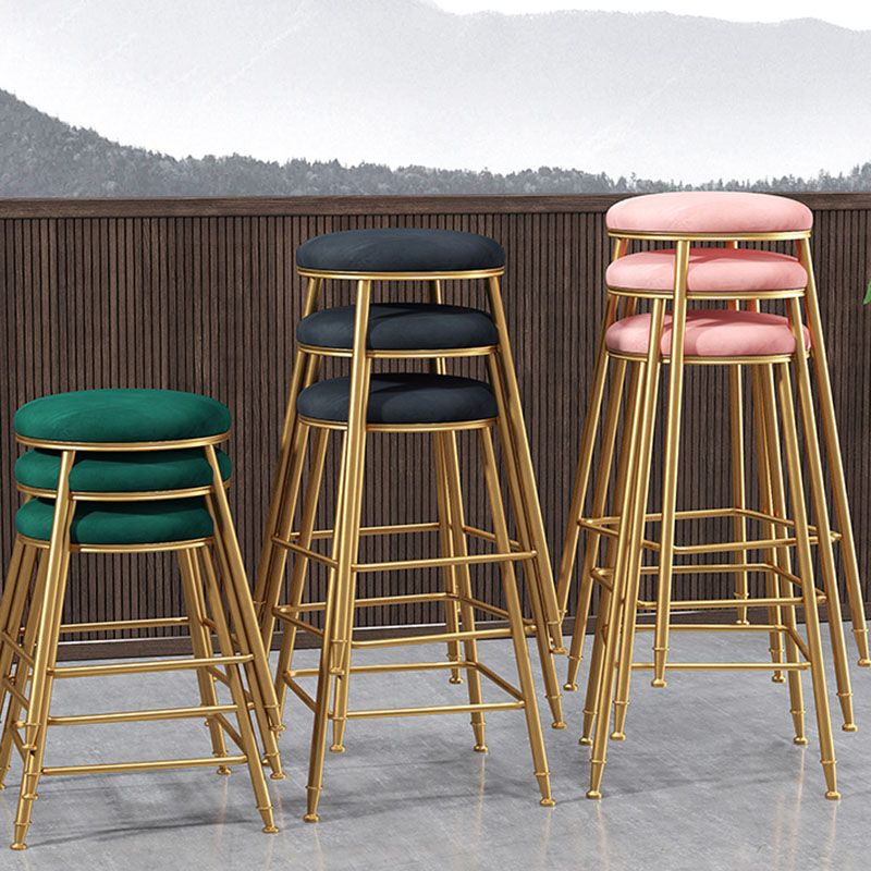 Nordic Design Stackable Backless Barstools for Home Upholstered Bar Stools with Metal Legs