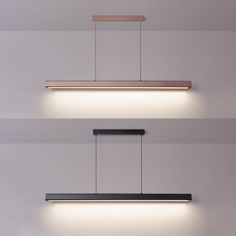 Contemporary LED Island Pendant Light Linear Hanging Island Light with Metal Shade