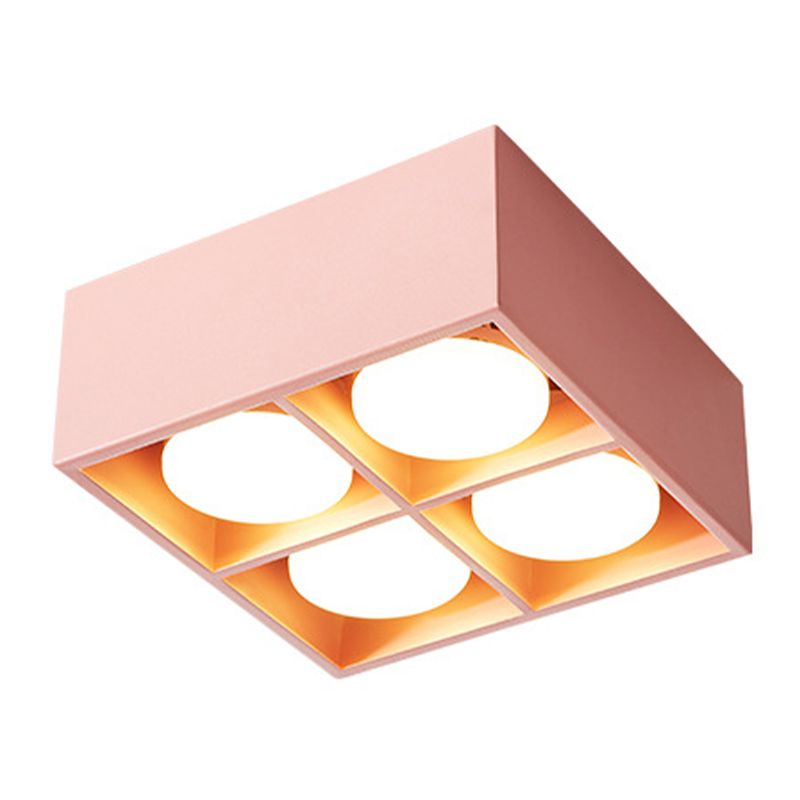 Modern Simple Style Iron Ceiling Light Square Shape Colorful Ceiling Lamp for Bedroom