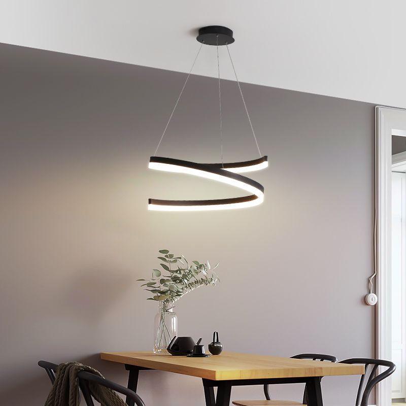 Twisted Strip Shape Pendant Lighting Nordic-Style LED Metal Suspension Light