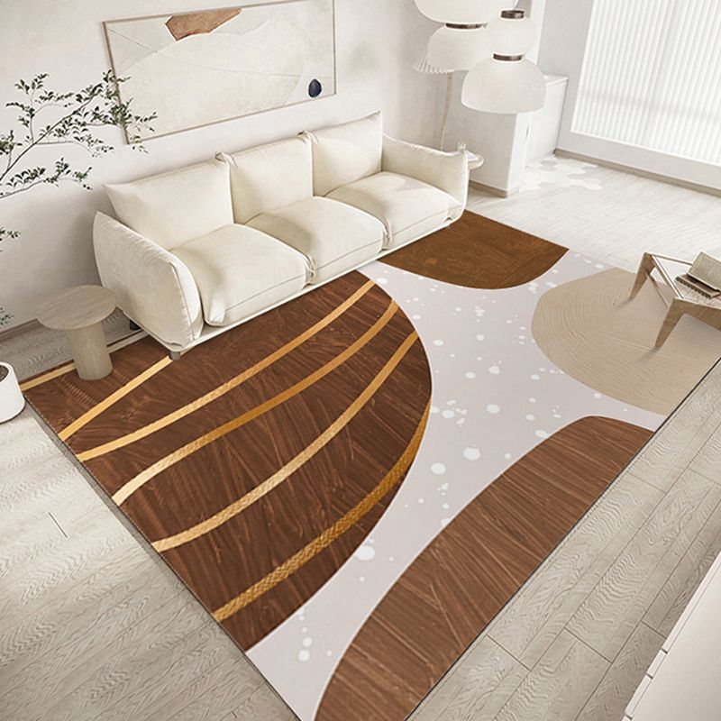 Modern Brown Rug Polyester Color Piece Area Rug Washable Rug for Living Room