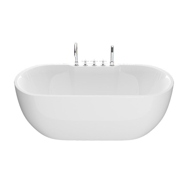 Matte Finish Acrylic Freestanding Tub Contemporary Oval Bathtub