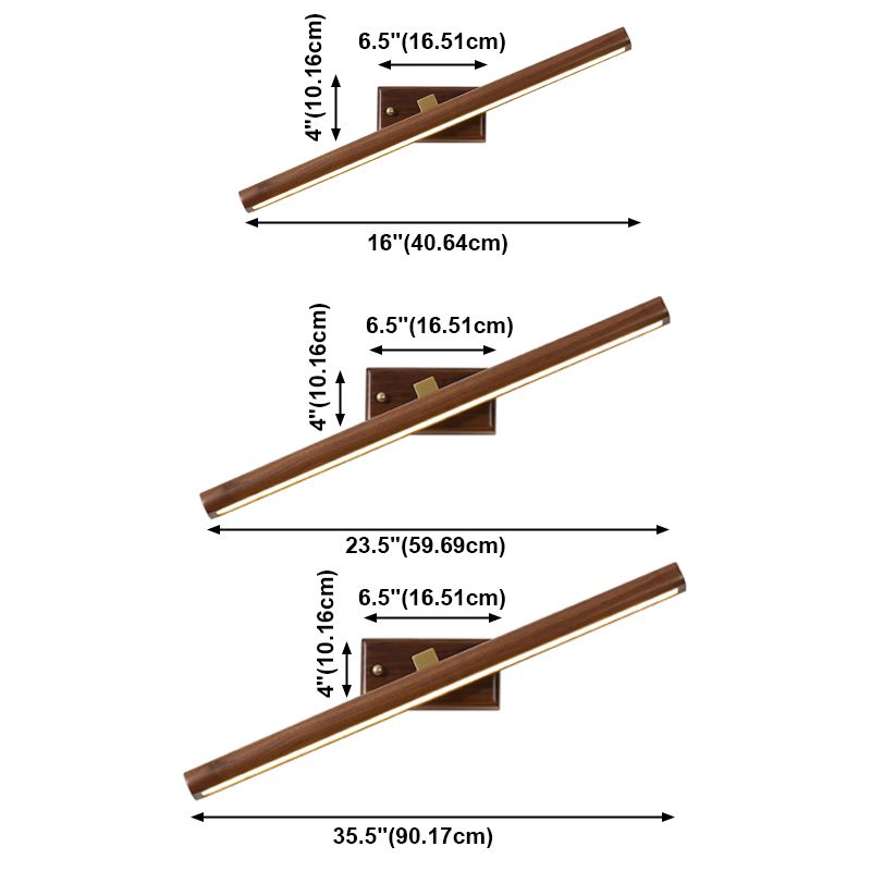 Modern Nordic LED Mirror Light Rotatable Wooden Wall Sconce Light for Bedroom Bathroom