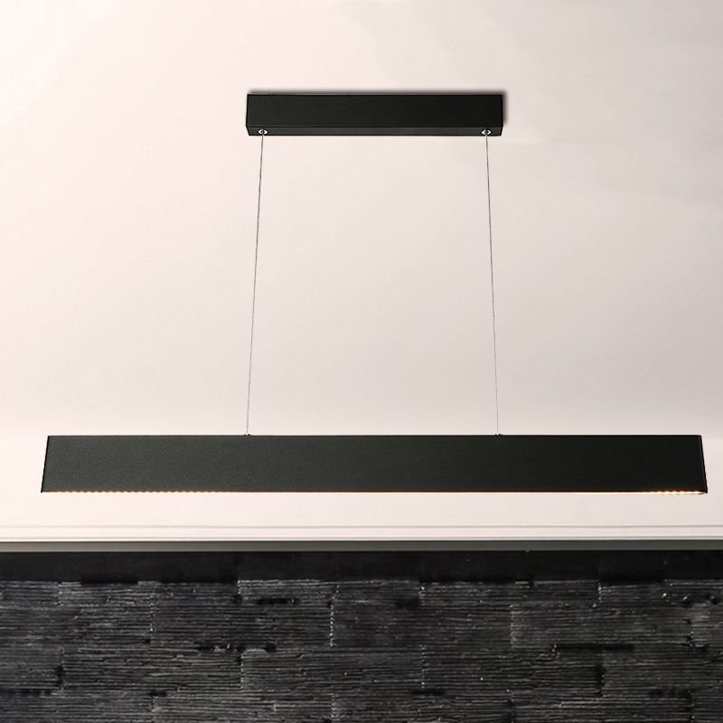 36"/47" Wide Blade Pendant Light Fixture Modern Black LED Hanging Ceiling Light for Dining Room in Warm/White