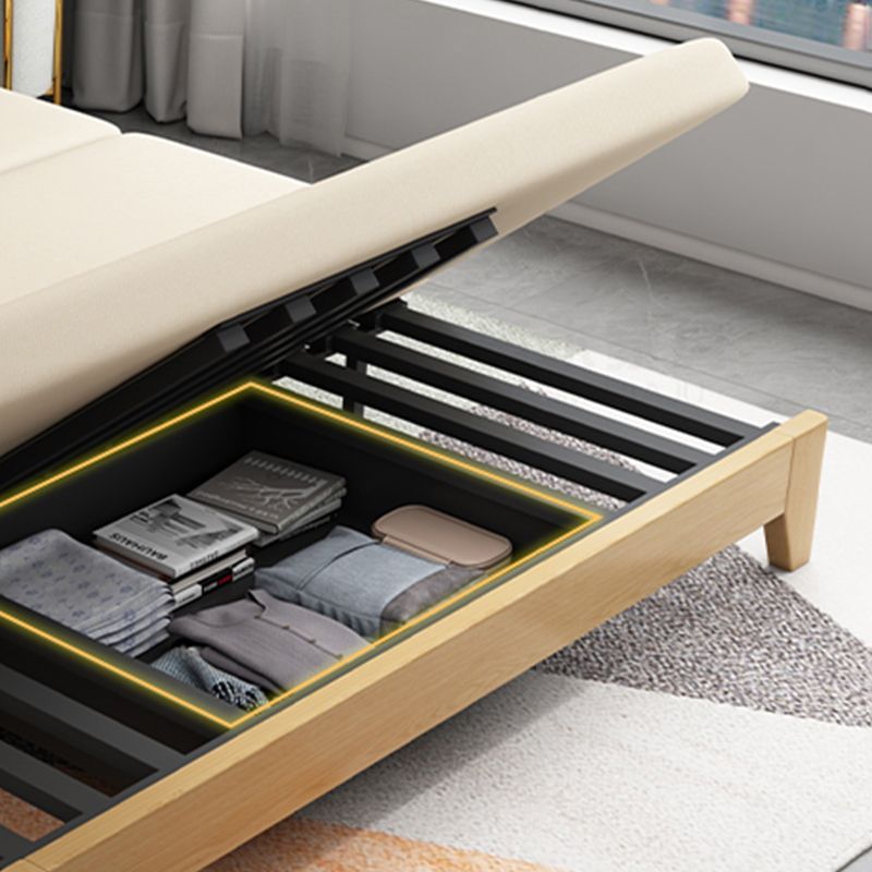 Armless Convertible Sofa Bed with Pillows Seating with Storage