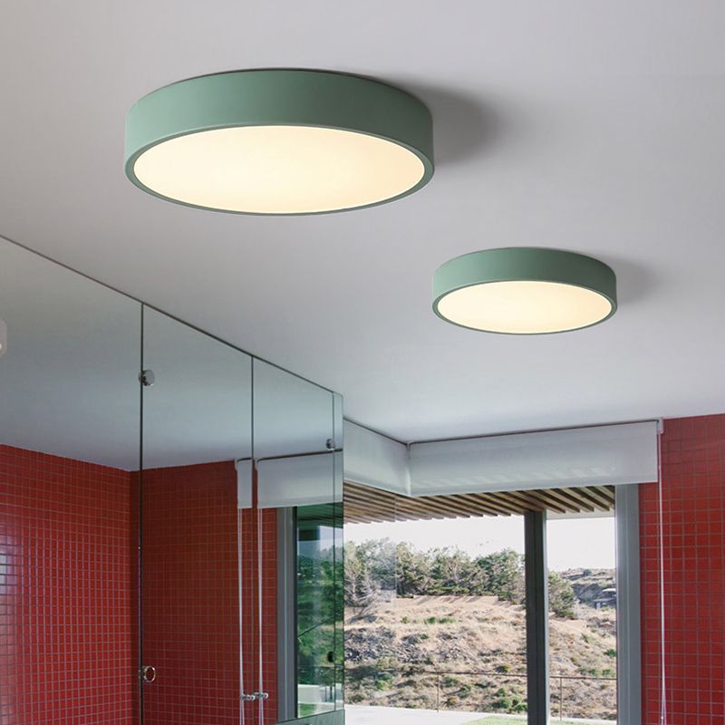 Drum Flush Mount Fixture Simplicity Metal 1 Light Flush Light