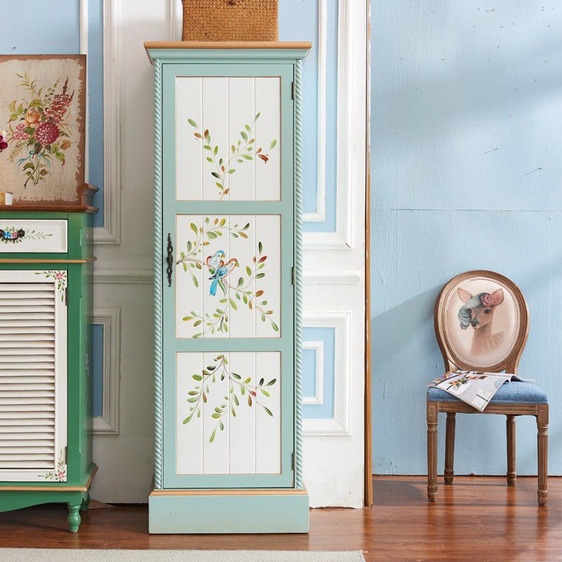 Birch Wood Storage Cabinet for Home Traditional Matte Finish Cabinet with Garment Rod