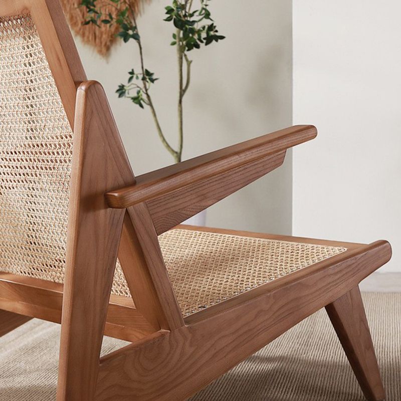 Industrial Accent Armchair Solid Wood Frame No Distressing Living Room Arm Chair