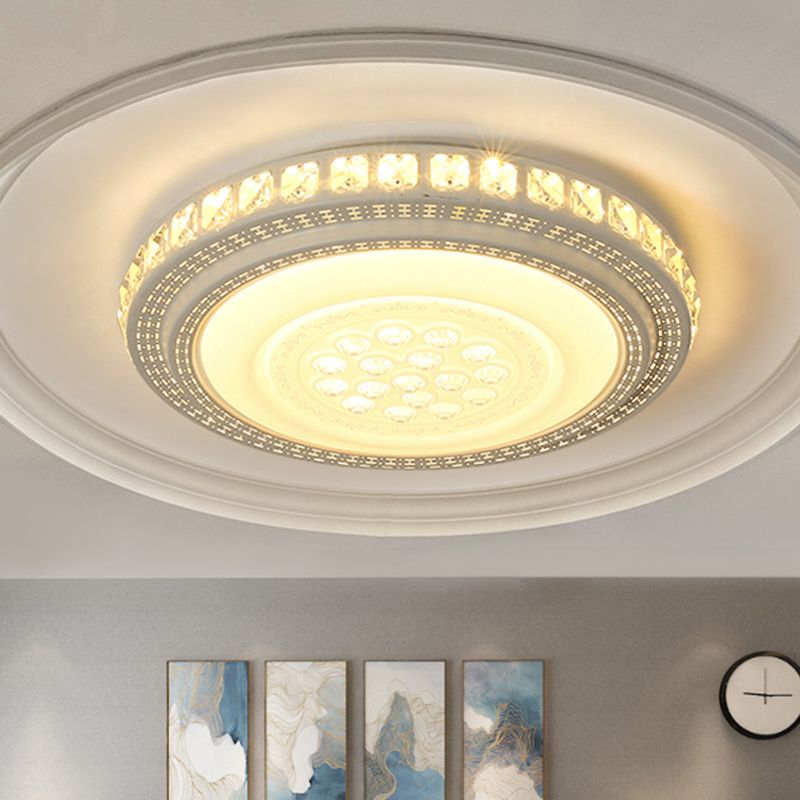 Kristallblock-Rund-/Quadrat-Unterputzleuchte, einfache weiße LED-Deckenleuchte für Schlafzimmer