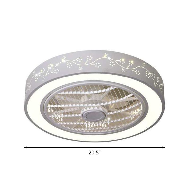 Drum Laser-geschnittene Acryl-Deckenlüfterlampe Einfache 20,5-Zoll-LED-Halbmontage-Beleuchtung