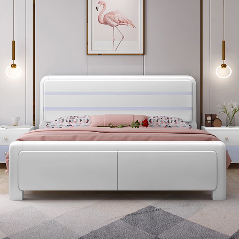 Contemporary Wood Standard Bed, Panel Rectangular Headboard Bed Frame