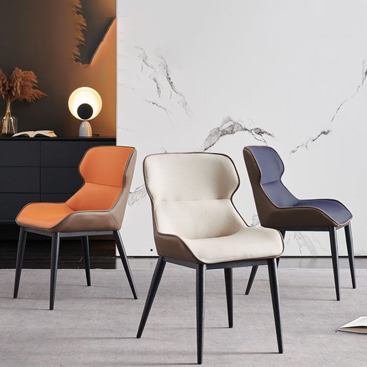 Contemporary Dining Wingback Side Chairs Arm Chair with Metal Legs for Kitchen