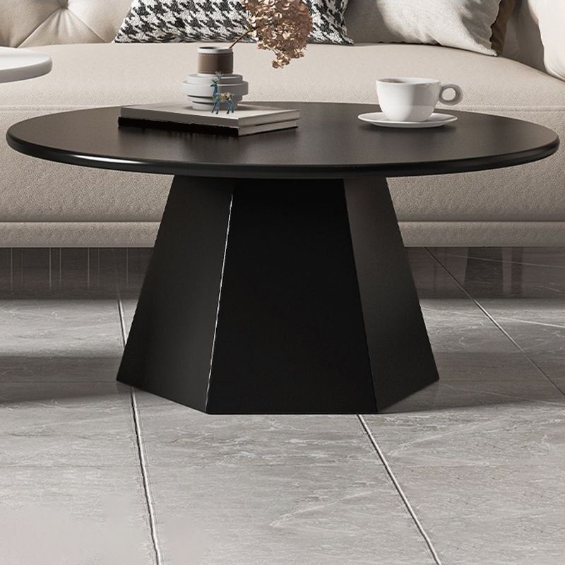 Mid-Century Iron Round Pedestal Coffee Cocktail Table Set in Black & White