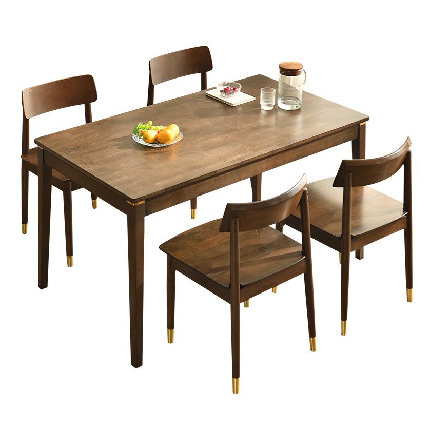 Modern Solid Wood Brown Dining Room Set with Rectangle Table Dining Table Furniture for Home Use