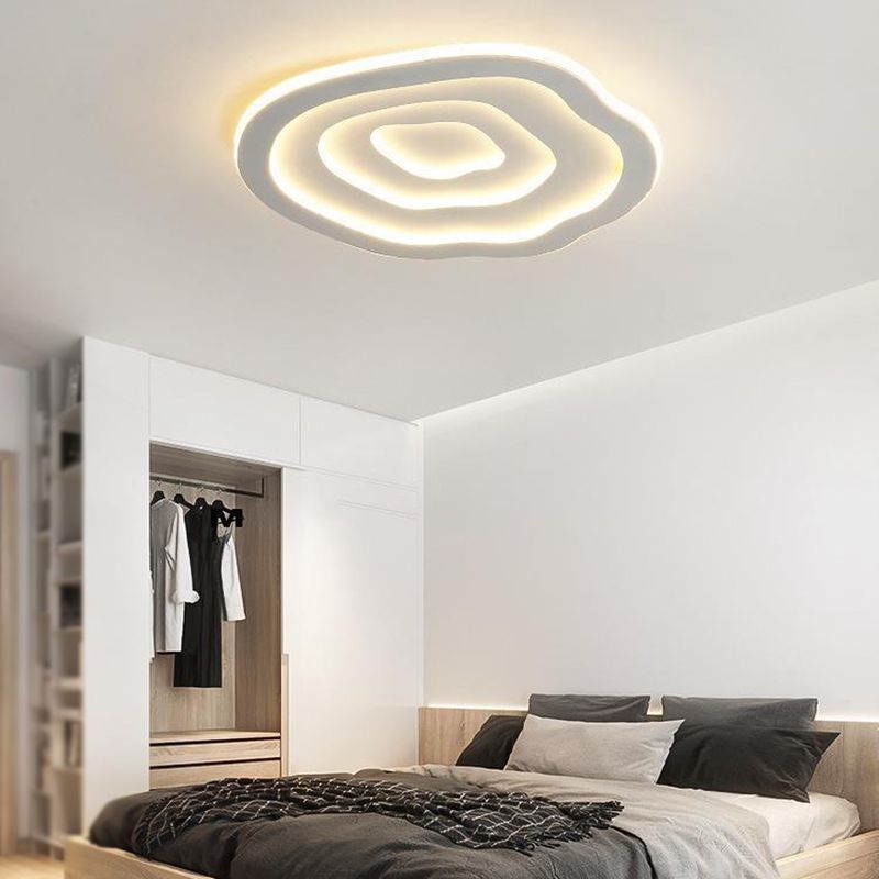 Single Modern White Flush Mount Lighting Unique LED Acrylic Ceiling Light