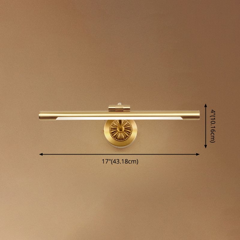 Modern Gold Linear Wall Mount Light Fixture Metal 1-Light Wall Lamp for Bathroom