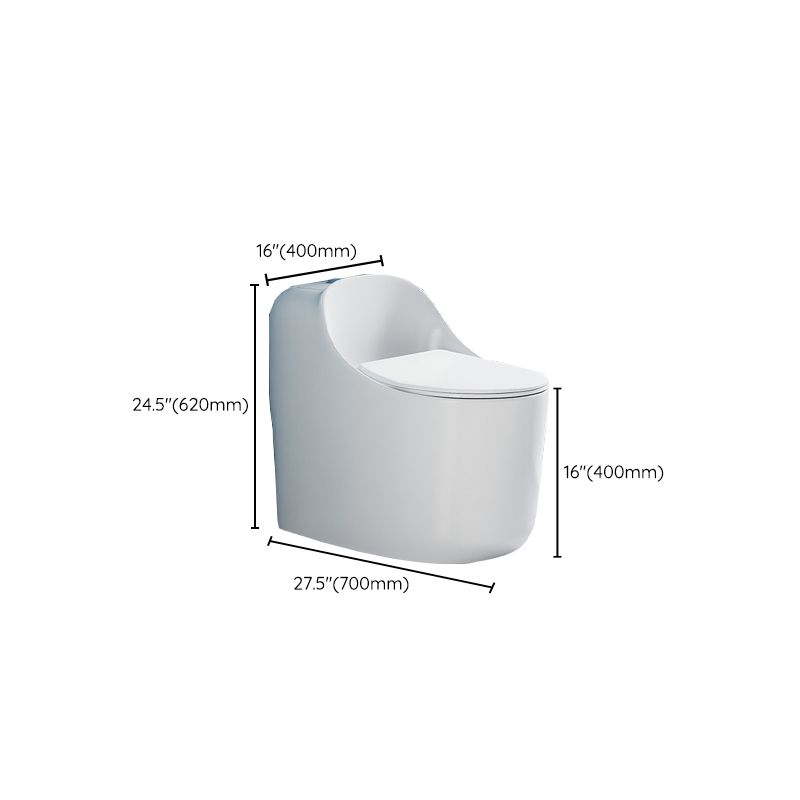 Glossy White Toilet with Glazed Surface Modern All-In-One Toilet Bowl
