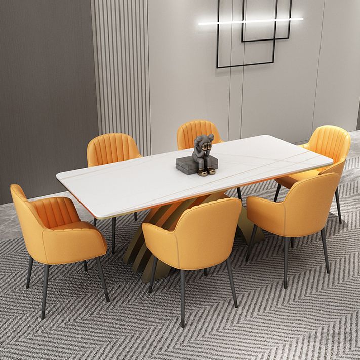 Glam Rectangle Shape Dining Table Sintered Stone Top Standard Dining Table for Kitchen