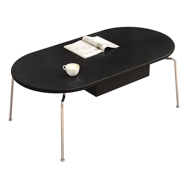 4 Legs Coffee Table Contemporary Oval Solid Wood Coffee Cocktail Table