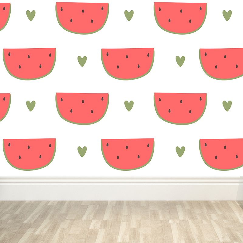 Whole Watermelon Block Mural Wallpaper for Wall Decor Contemporary Girls Room Wall Art