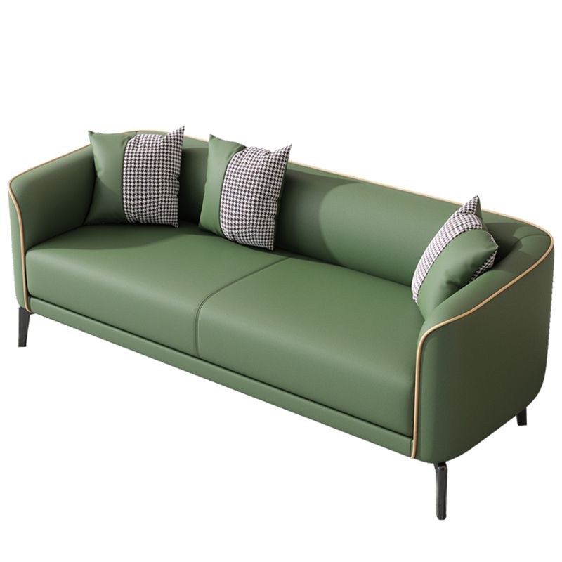 Modern 25.6 " H Faux Leather Tuxedo Arm Sofa for Living Room