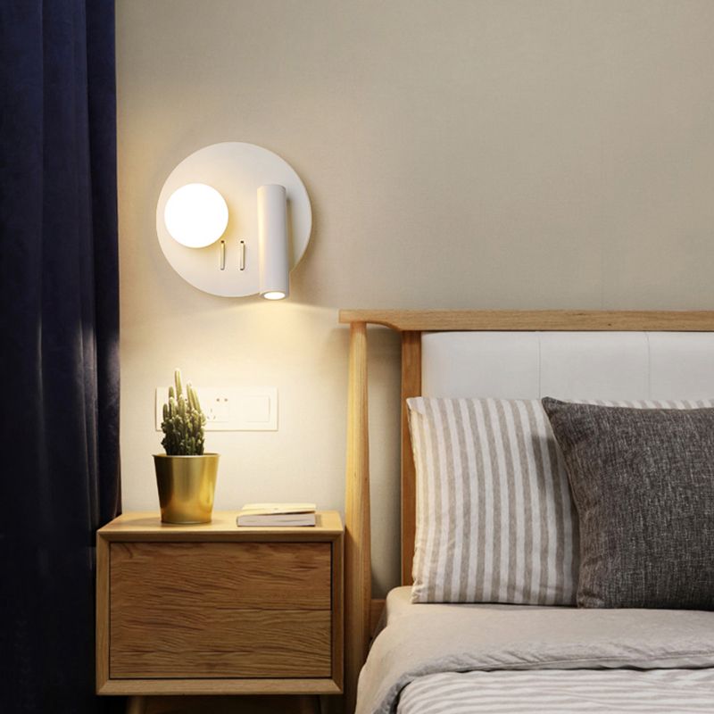 Modern LED Metal Wall Sconce Geometric Shape Wall Light with Acrylic Shade for Bedroom