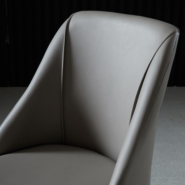 Leather Upholstered Armless Dining Chairs Home Side Chairs with Metal Legs