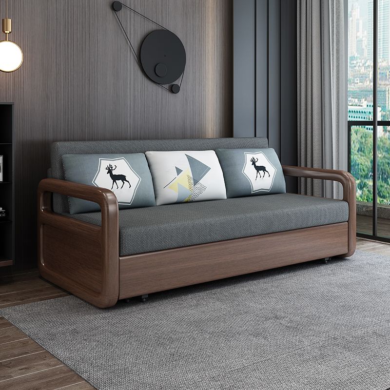 Modern Cotton Blend Sleeper Sofa Wood Frame Armless Sofa Bed