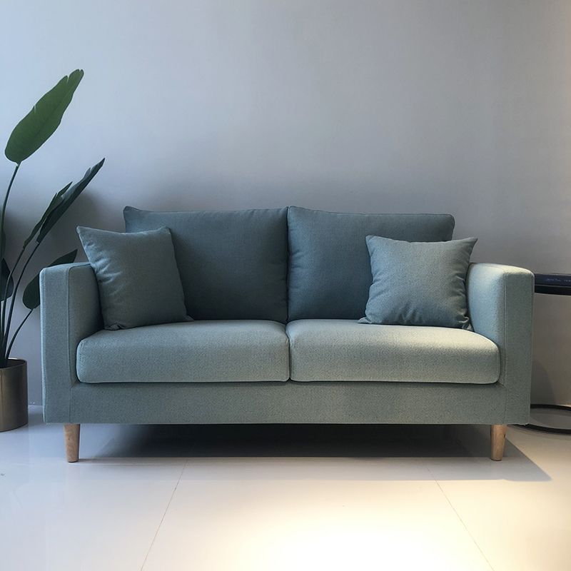 Contemporary Linen Tuxedo Arm Standard Sofa with Loose Back for Living Room