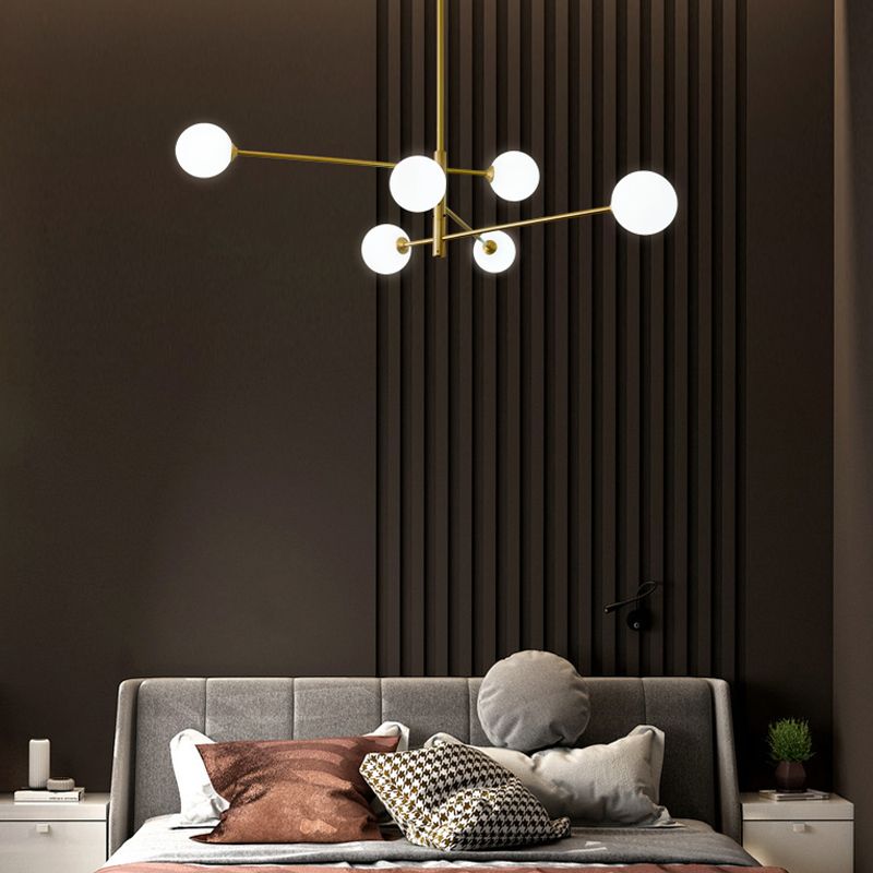 Designer Style Chandelier Light Fixtures Multi-Head Suspension Pendant Lamps with Glass Shade