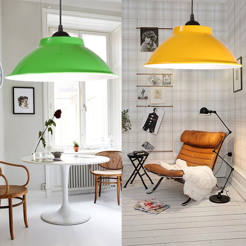 Aluminum Bell Suspension Pendant Light Industrial 1 Head Dining Room Drop Lighting