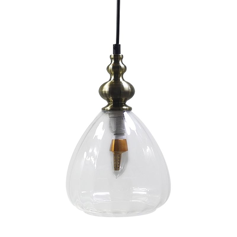 Pyramid Shade Restaurant Hanging Lamp Amber/Clear/Smoke Glass Single Bulb Modern Style Pendant Light