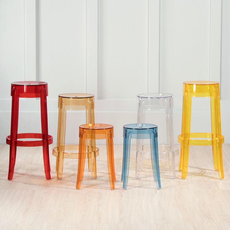Industrial Backless Round Seat Acrylic Armless Bar Stool for Living Room