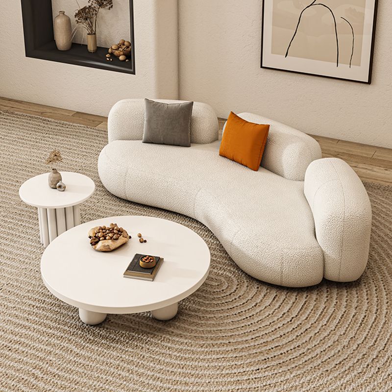 Solid Wood 4 Legs Coffee Table Round Minimalist Coffee Table
