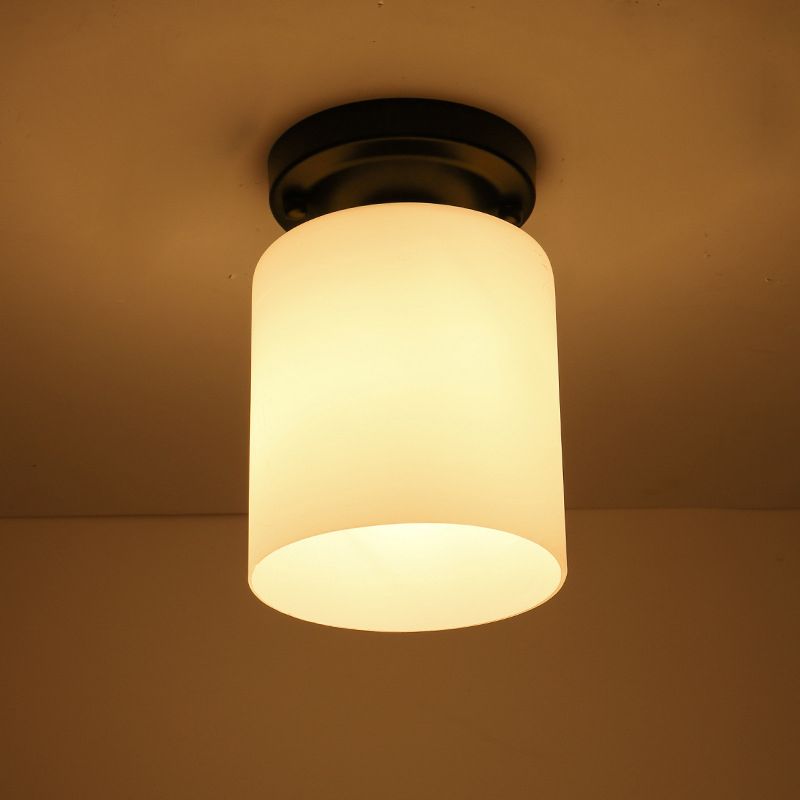 Lámpara de techo de metal blanco con tono de vidrio estilo tradicional 1 soporte de descarga de luz