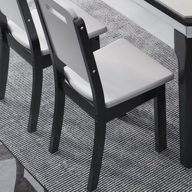 7 Pcs Modern Dining Room Set with Round Table and 4 Legs Base Dining Set with Armless Chairs