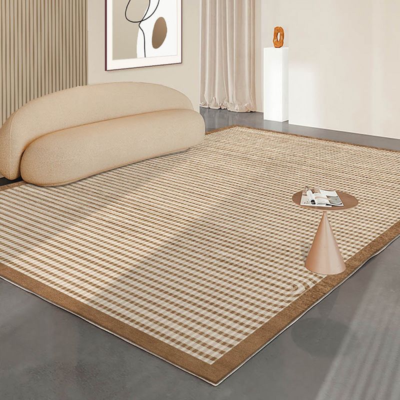 Brown Tone Rug Industrial Style Living Room Carpet Polyester Washable Area Rug
