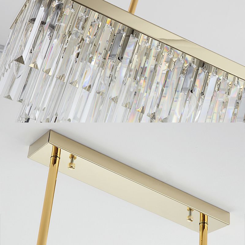 Rettangolo Crystal Island Pendant Light Minimalist Style Clear Island Flachture