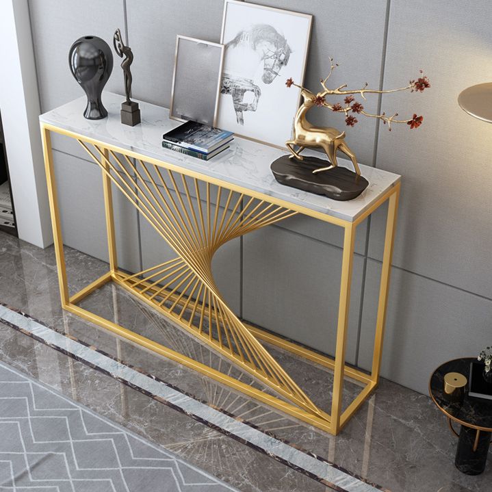 Glam Marble Console Table 12" W White Rectangle Sofa Table for Hall