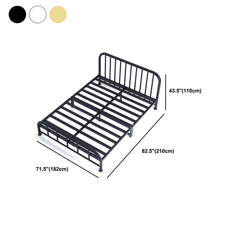 Modern Headboard Bed Rectangular Open-Frame Bed with Metal Legs