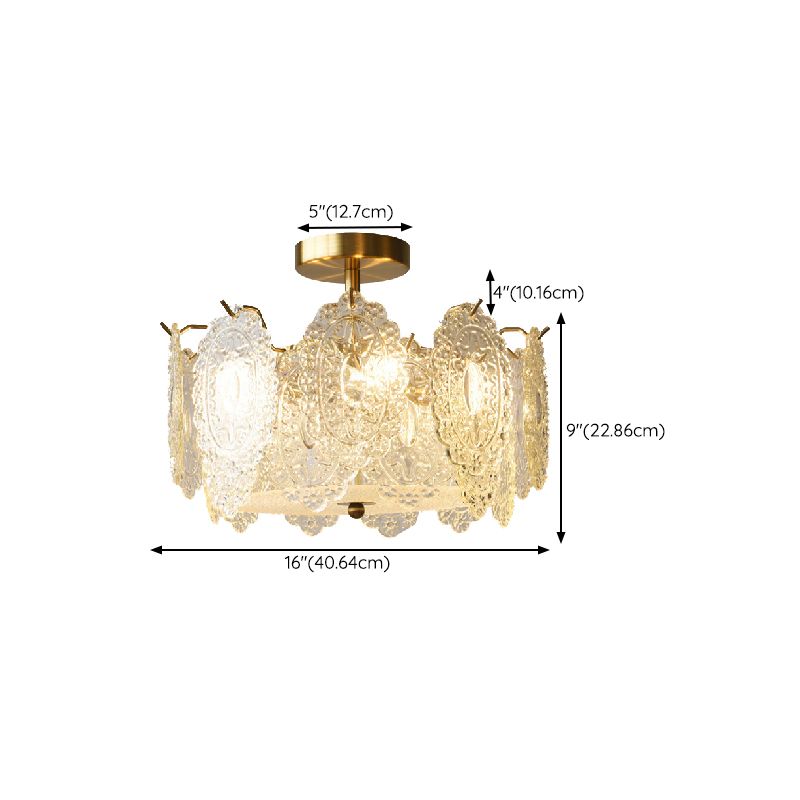 Modern Ceiling Lamp Vintage Flush Mount Light Fixture with Glass Shade for Bedroom
