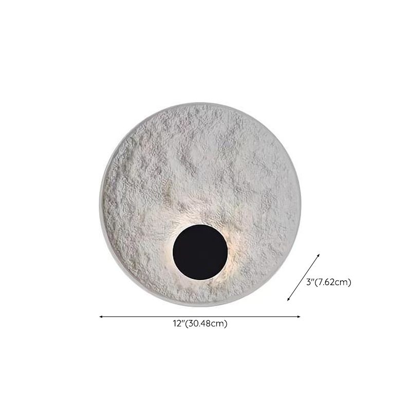 White Modern Metal Wall Sconce Circle Shape Wall Light with Resin Shade for Bedroom
