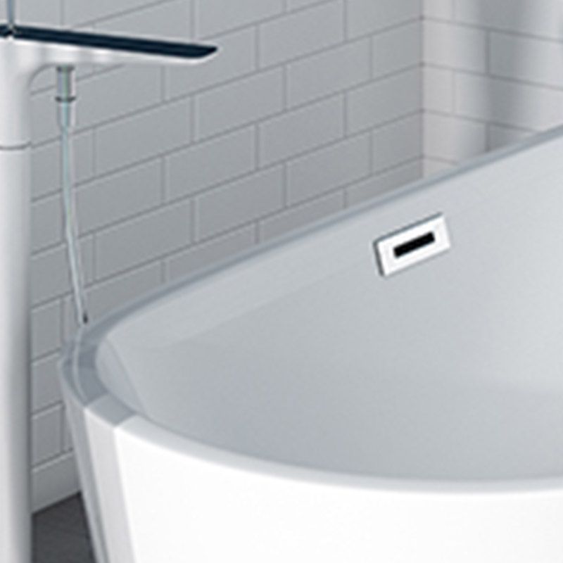 Polished Finish Acrylic Oval Bath Tub Soaking Stand Alone Tub with Drain
