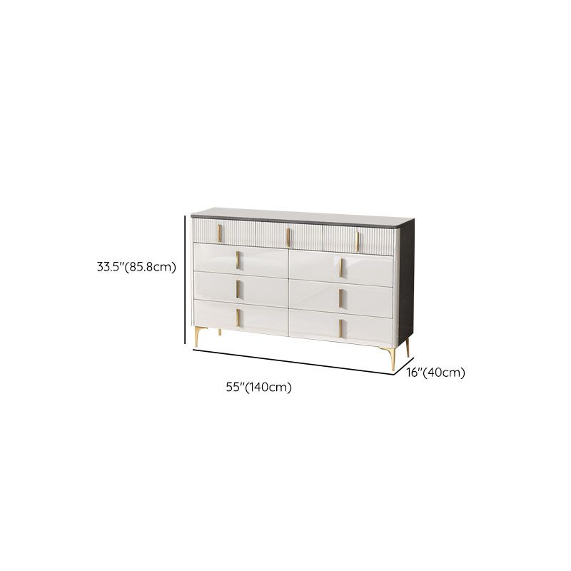 Stone Glam Storage Chest Bedroom White Chest with Metal Legs