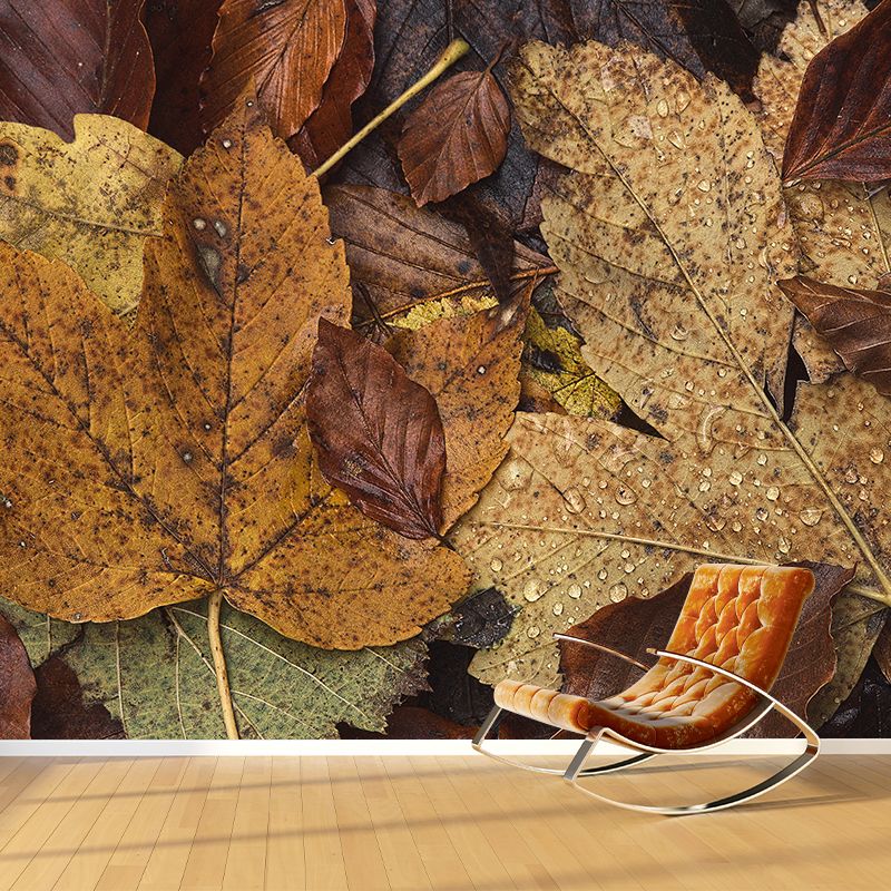 Autumn Leaves Waterproofing Wall Mural Customized Size Wall Art for Sitting Room