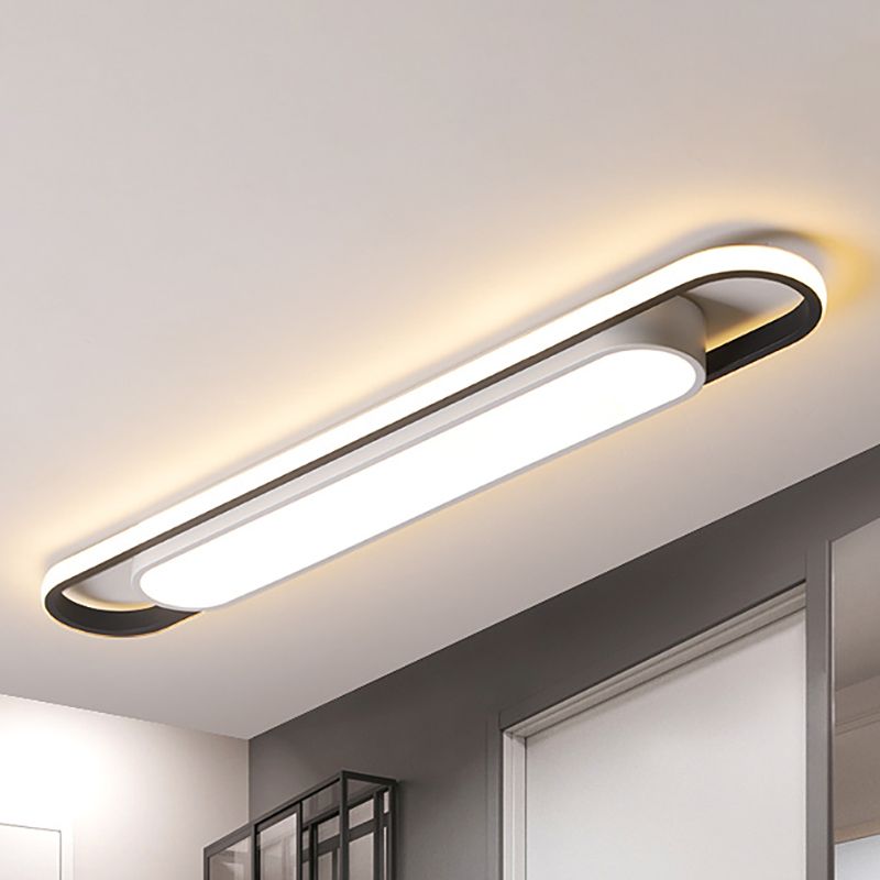Black and White Multi-Ring Flush Lighting Modern 16"/23.5"/31.5" Wide Led Acrylic Flush Mount Lamp Fixture for Corridor in White/Warm Light
